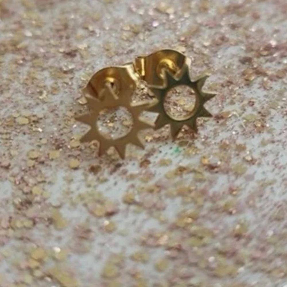 18k yellow Gold filled sun celestial earrings Nordstrom dainty studs